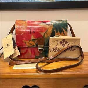 NWT🌺Patricia Nash Lanza Multicolor Floral Leather Crossbody Bag